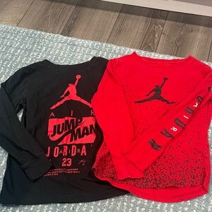 Jordan Kids Long-Sleeve Jumpman Tees in Red & Black